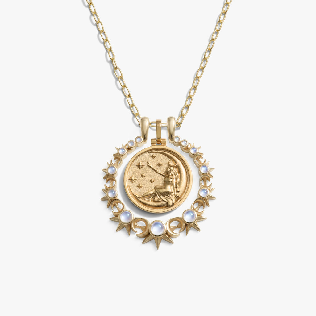 Awe Inspired Necklaces 14K Gold Vermeil / Selene / 16'' - 18'' Triple Moon Goddess Halo Necklace Set