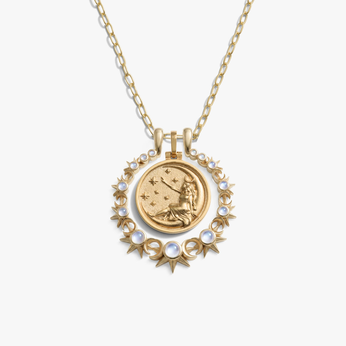 Awe Inspired Necklaces 14K Gold Vermeil / Selene / 16'' - 18'' Triple Moon Goddess Halo Necklace Set