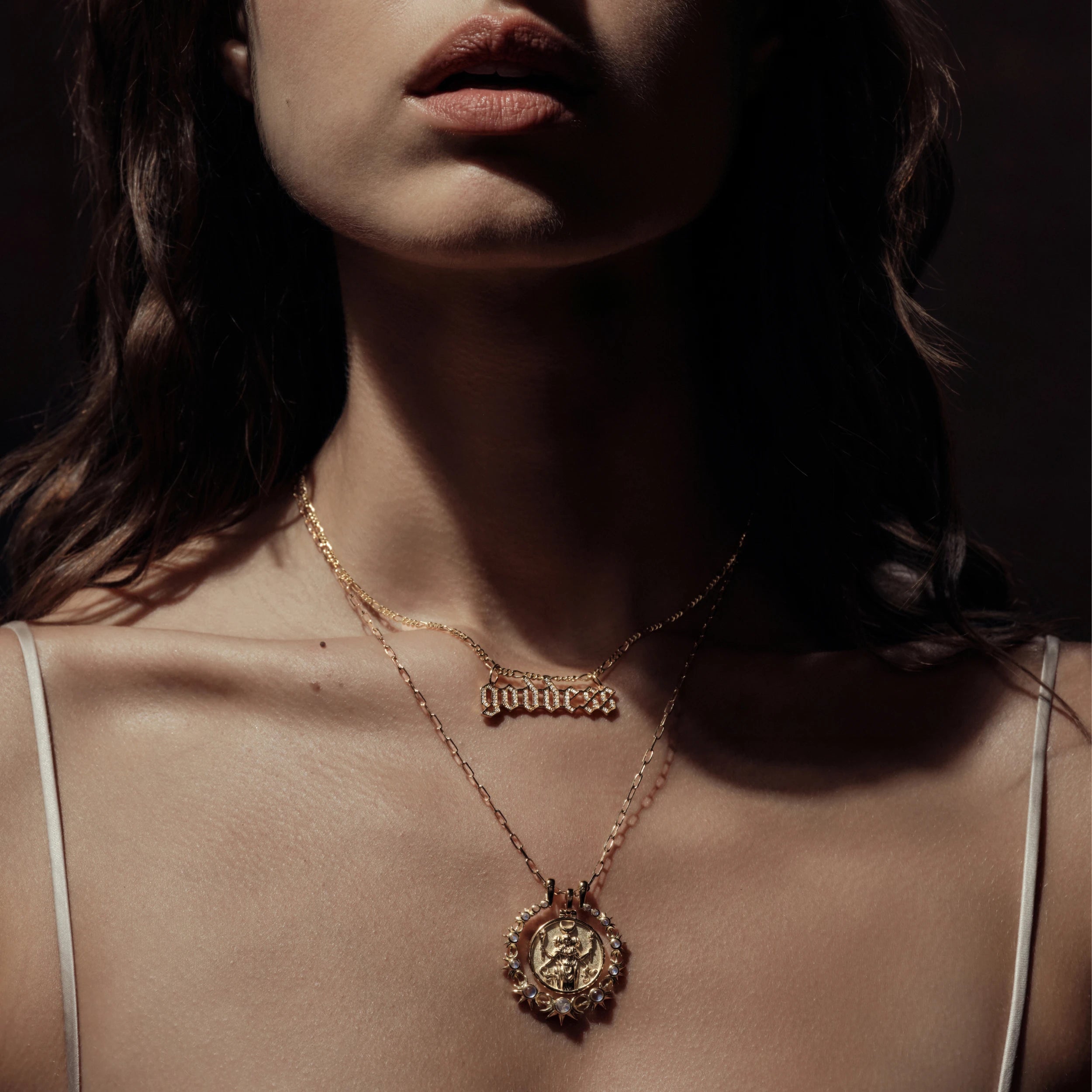 Awe Inspired Necklaces Triple Moon Halo Necklace