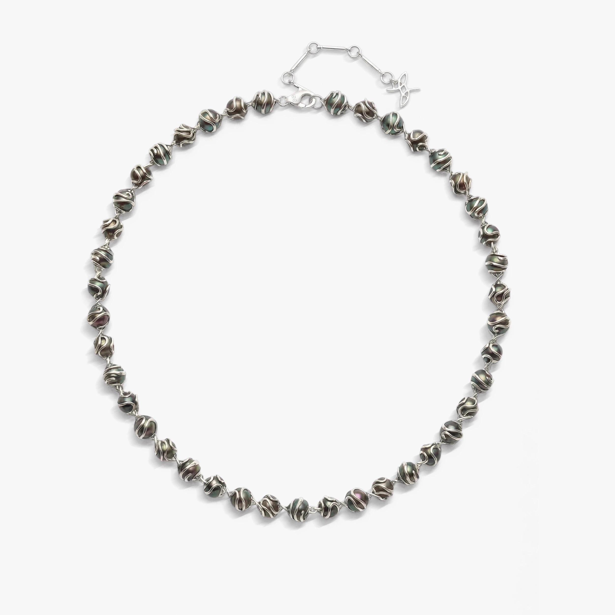 Awe Inspired Necklaces 925 Sterling Silver / Green Pearl Damselfly Caged Pearl Necklace