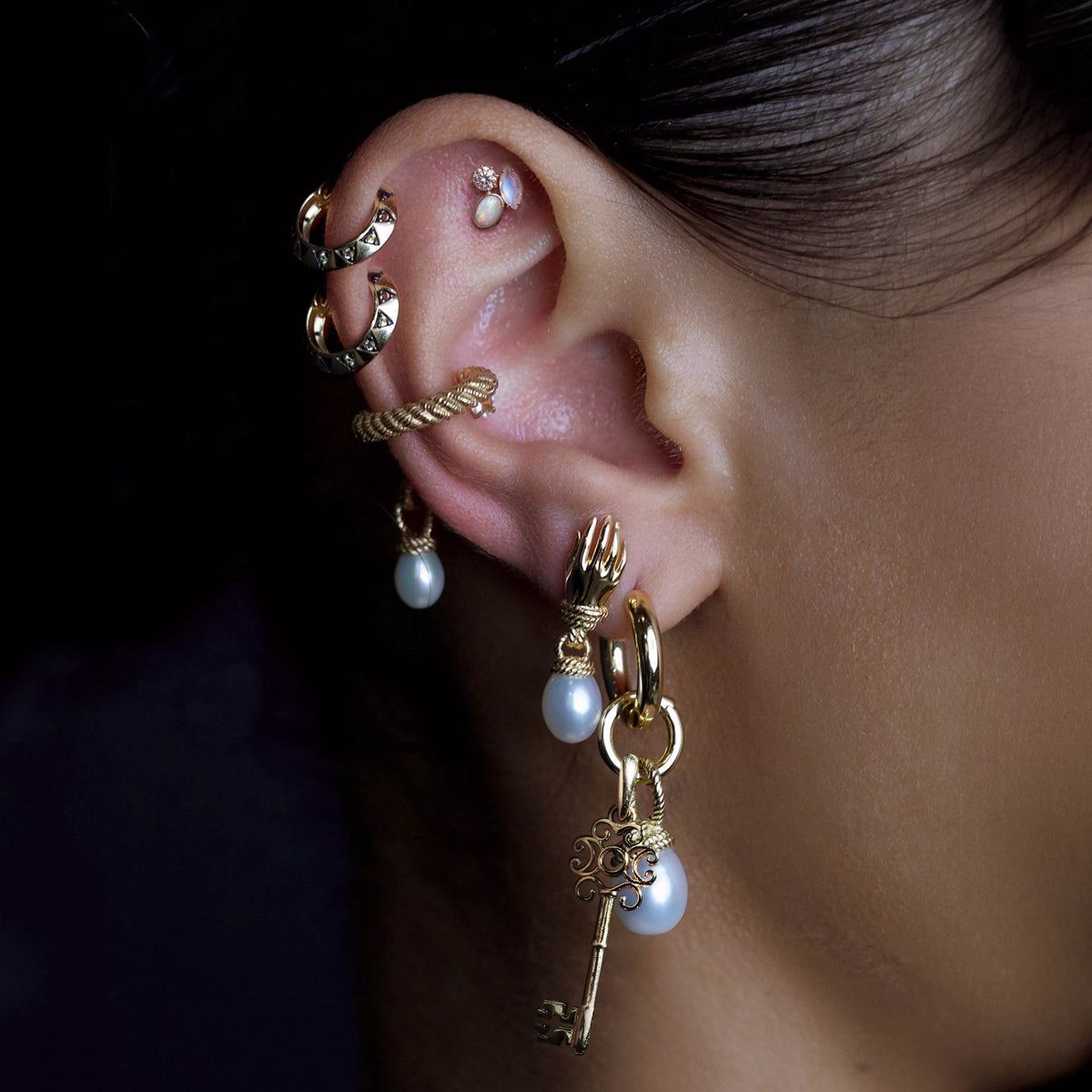 Awe Inspired Earrings Hands Of Fate Pearl Studs