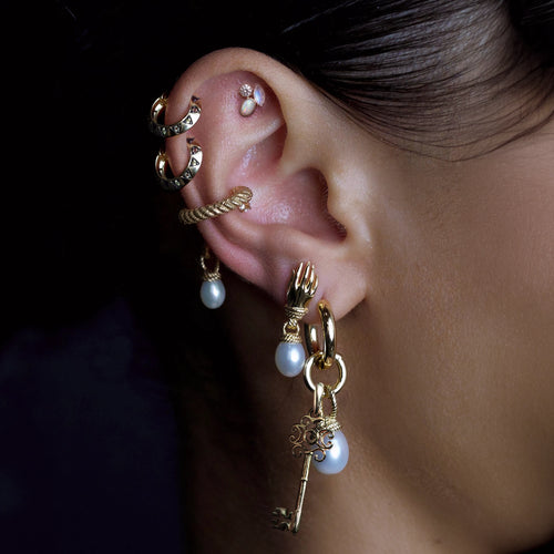 Awe Inspired Earrings Hands Of Fate Pearl Studs