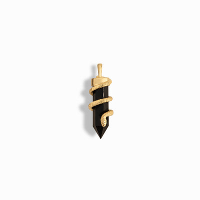 An Onyx Crystal Snake Amulet pendant with an Awe Inspired gold plated chain.