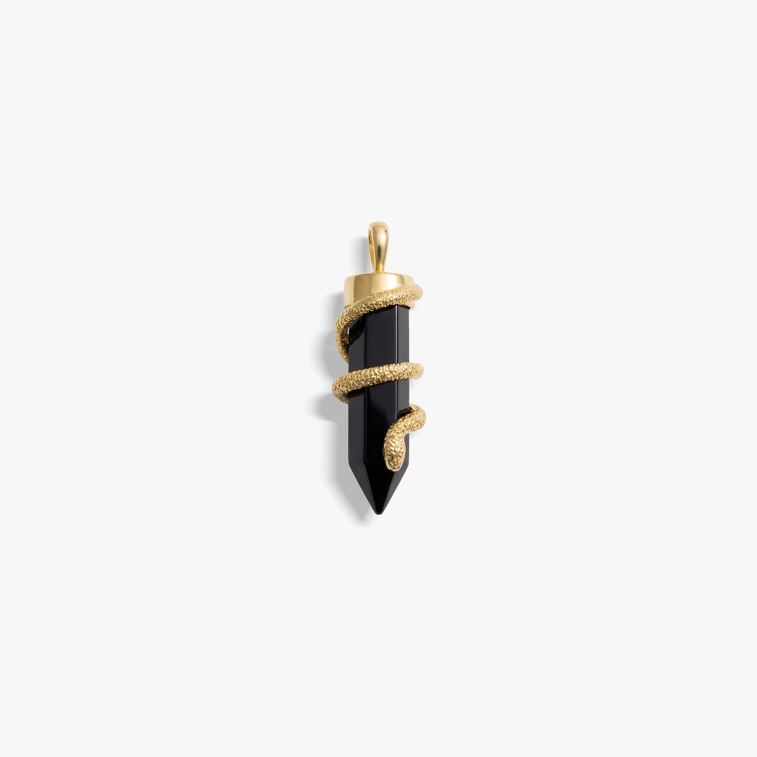 Awe Inspired Pendants 14K Gold Vermeil Onyx Crystal Snake Amulet