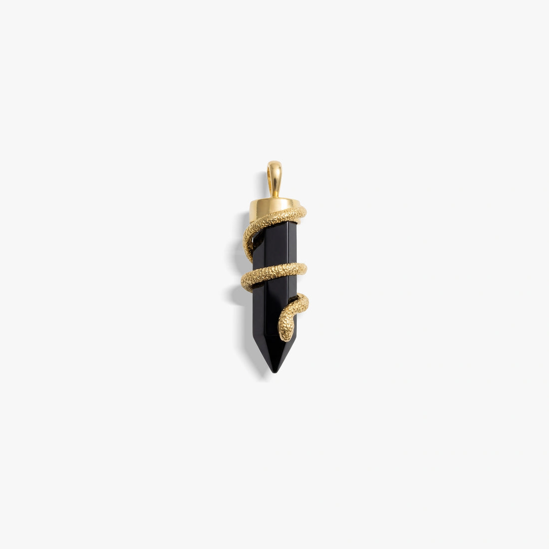 Awe Inspired Pendants 14K Gold Vermeil Onyx Crystal Snake Amulet