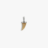 Awe Inspired Pendants 925 Sterling Silver / Rutilated Quartz - Gold Carved Saber-Tooth Pendant