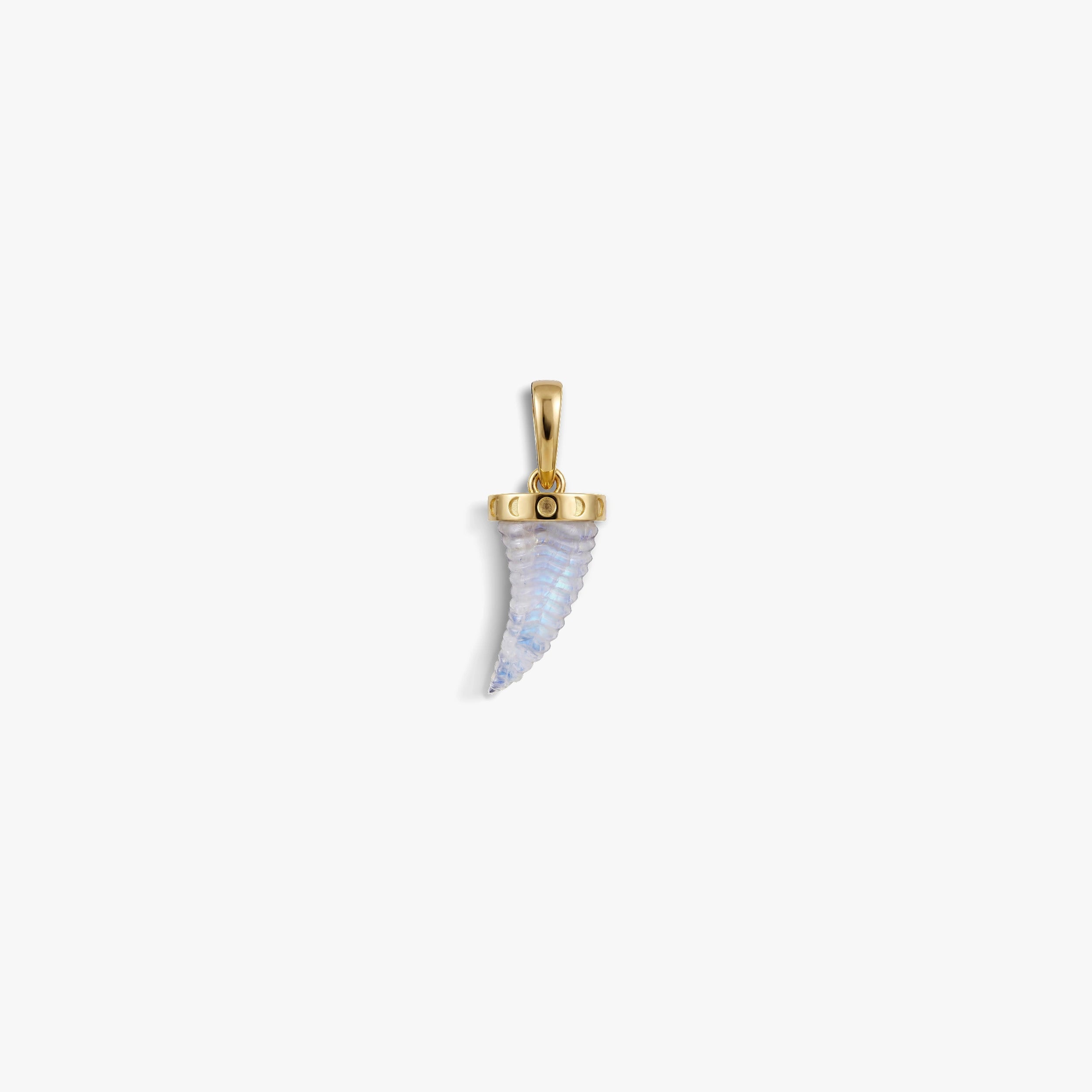 Awe Inspired Pendants 14K Gold Vermeil / Rainbow Moonstone Carved Saber-Tooth Pendant