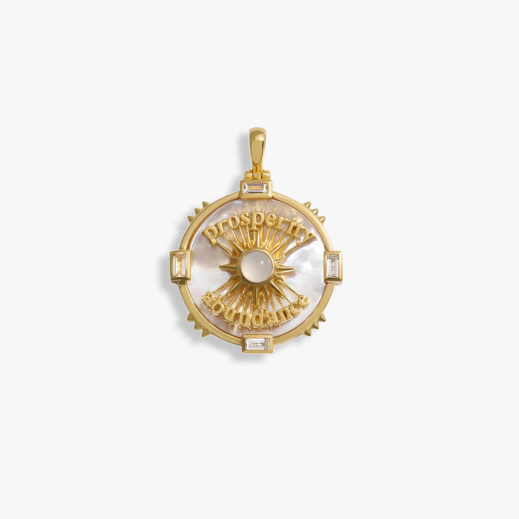 Awe Inspired Pendants 14K Gold Vermeil Prosperity Affirmation Coin Pendant