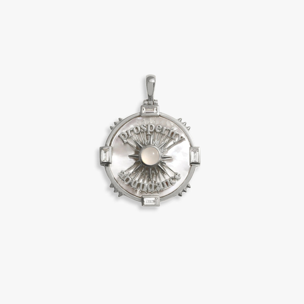 Awe Inspired Pendants 925 Sterling Silver Prosperity Affirmation Coin Pendant