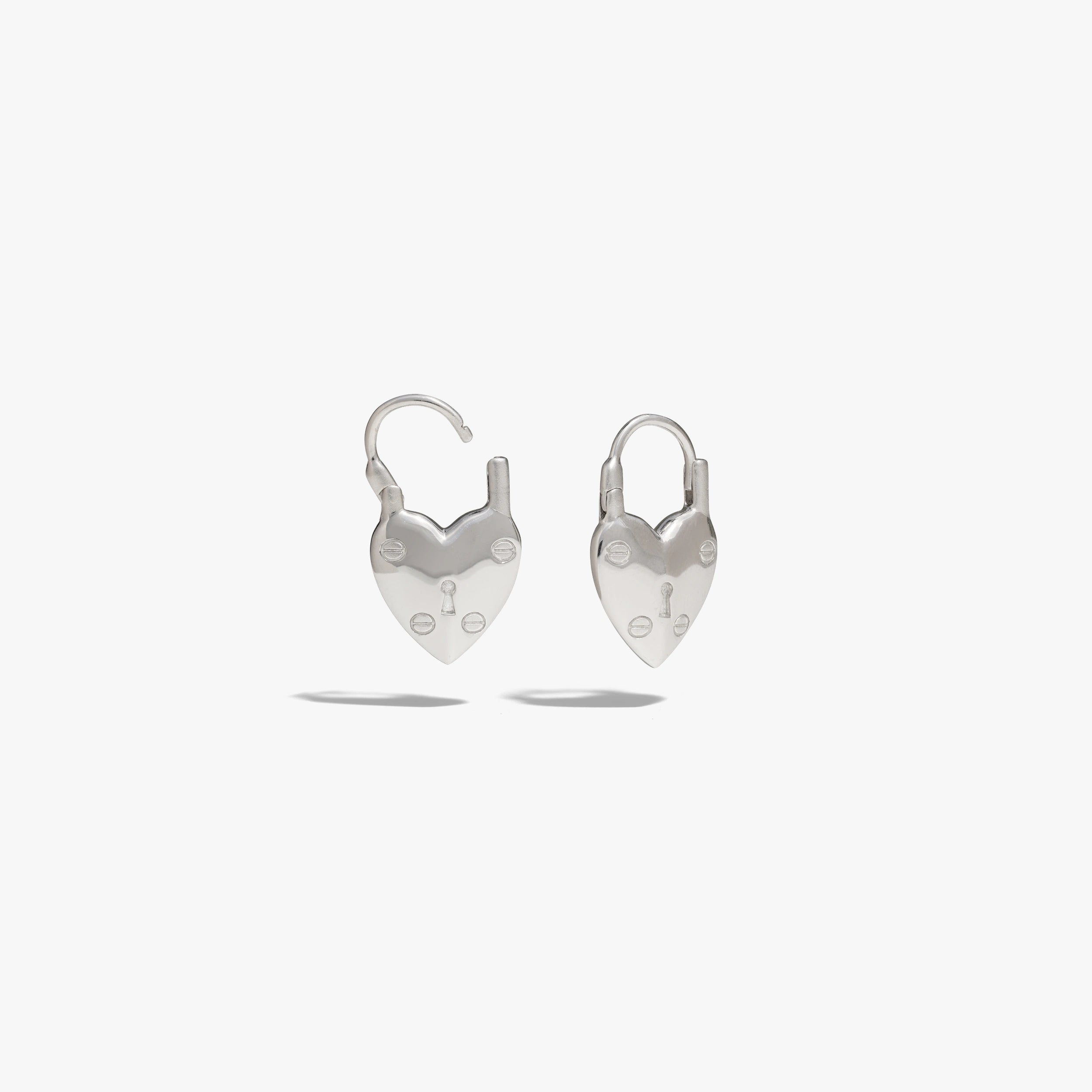 Awe Inspired Earrings Padlock Heart Huggies