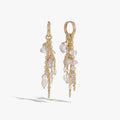 Awe Inspired Earrings 14K Gold Vermeil / Pair Pearl & Crystal Quartz Dynamic Huggie