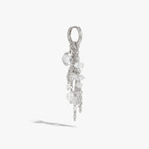 Awe Inspired Earrings 925 Sterling Silver / Single Pearl & Crystal Quartz Dynamic Huggie