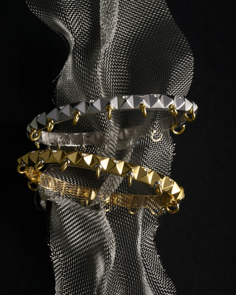 Awe Inspired Bracelets Sapphire Armor Hinge Cuff