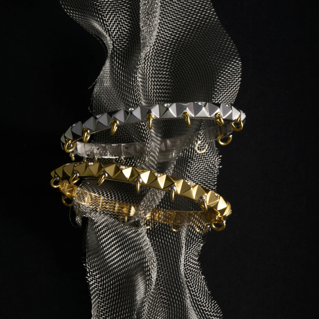 Awe Inspired Bracelets Sapphire Armor Hinge Cuff