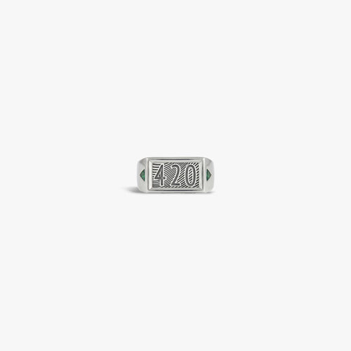 Awe Inspired Rings 925 Sterling Silver / 6 Emerald Striker Signet Ring