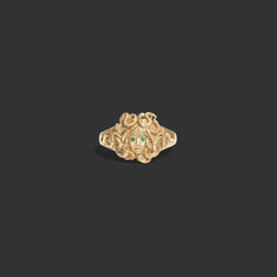 Awe Inspired  Rings Emerald Medusa Signet Ring