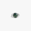 Awe Inspired Rings 925 Sterling Silver / Moss Green Agate / 6 Future Artifact Gemstone Signet Ring