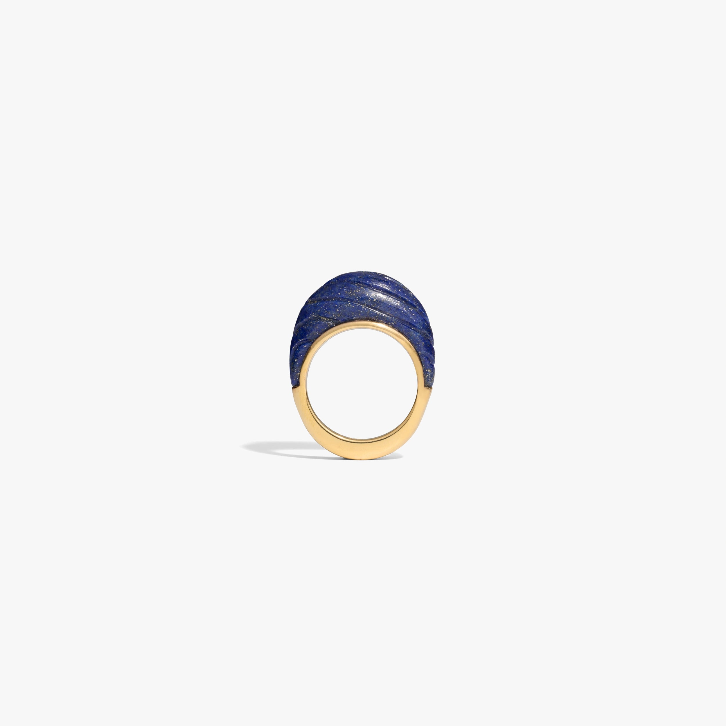Awe Inspired Rings 14K Gold Vermeil / Blue Lapis / 6 Carved Wave Ring