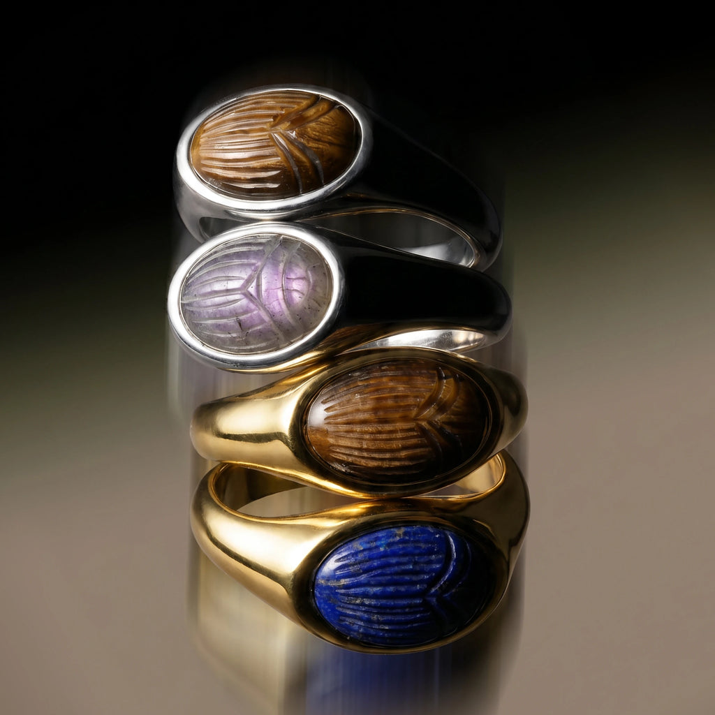 Awe Inspired Rings Carved Gemstone Deathwatch Beetle Ring