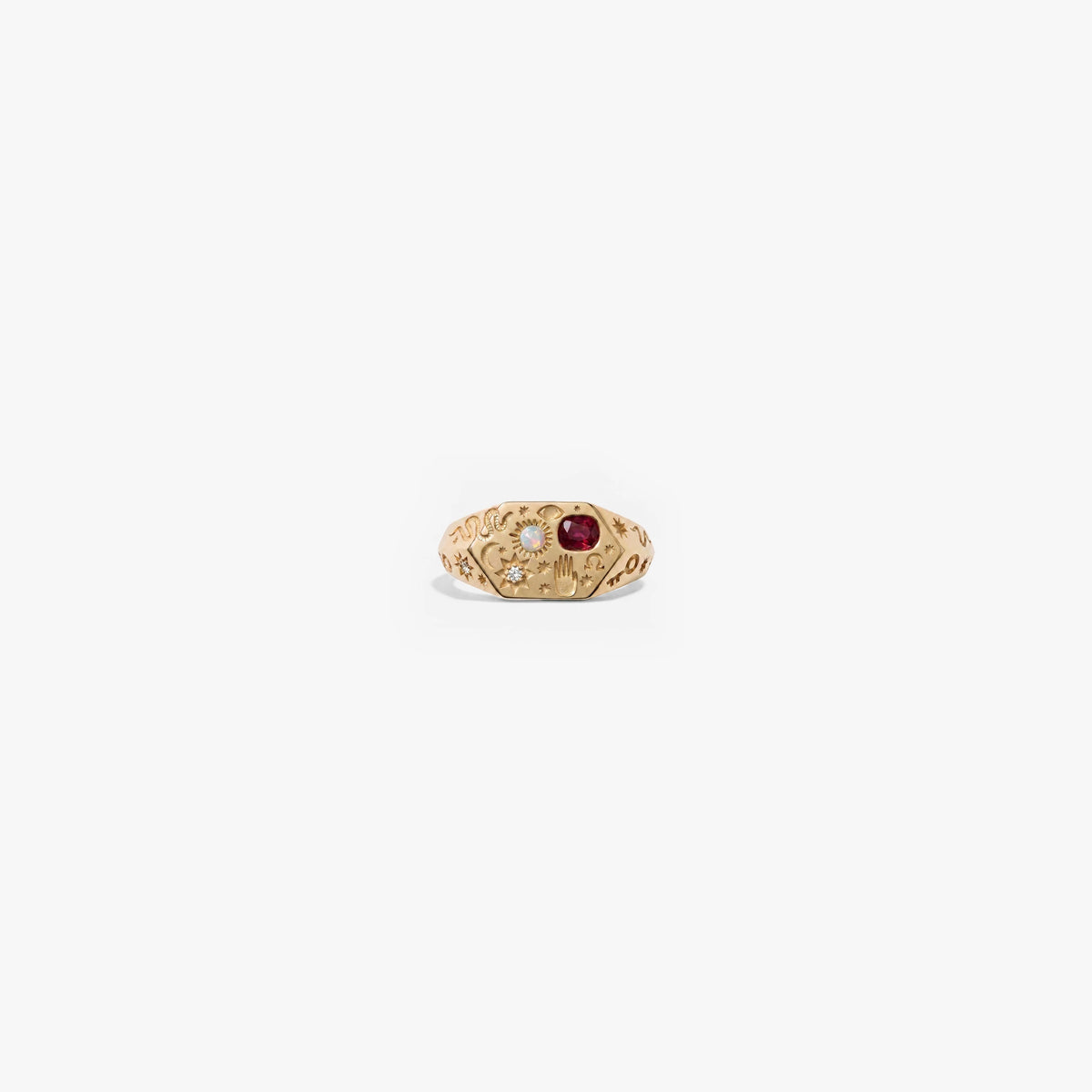 Awe Inspired Rings 14K Gold Vermeil / 5 Awe Hieroglyphs Signet Ring