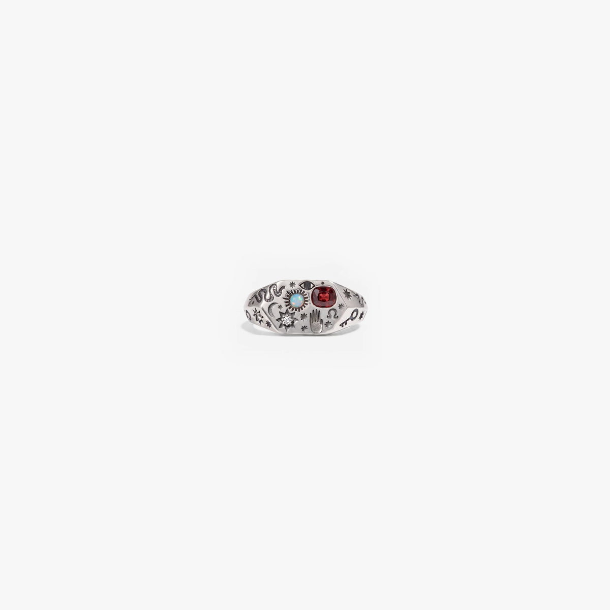 Awe Inspired Rings 925 Sterling Silver / 5 Awe Hieroglyphs Signet Ring