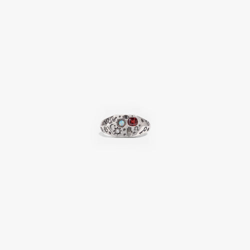 Awe Inspired Rings 925 Sterling Silver / 5 Awe Hieroglyphs Signet Ring