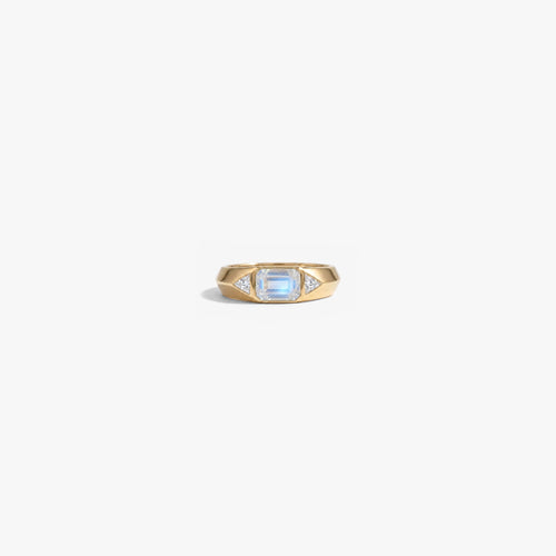 Awe Inspired Rings 14K Gold Vermeil / Rainbow Moonstone / 5 Knife Edge Gemstone Band