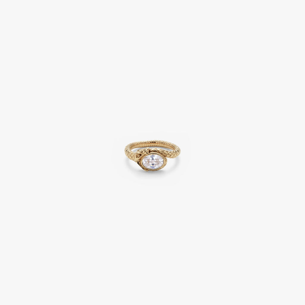Awe Inspired Rings 14K Gold Vermeil / White Sapphire / 5 Ouroboros Gemstone Ring