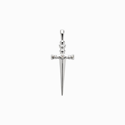 A Diamond Sword Amulet by Awe Inspired on a white background.