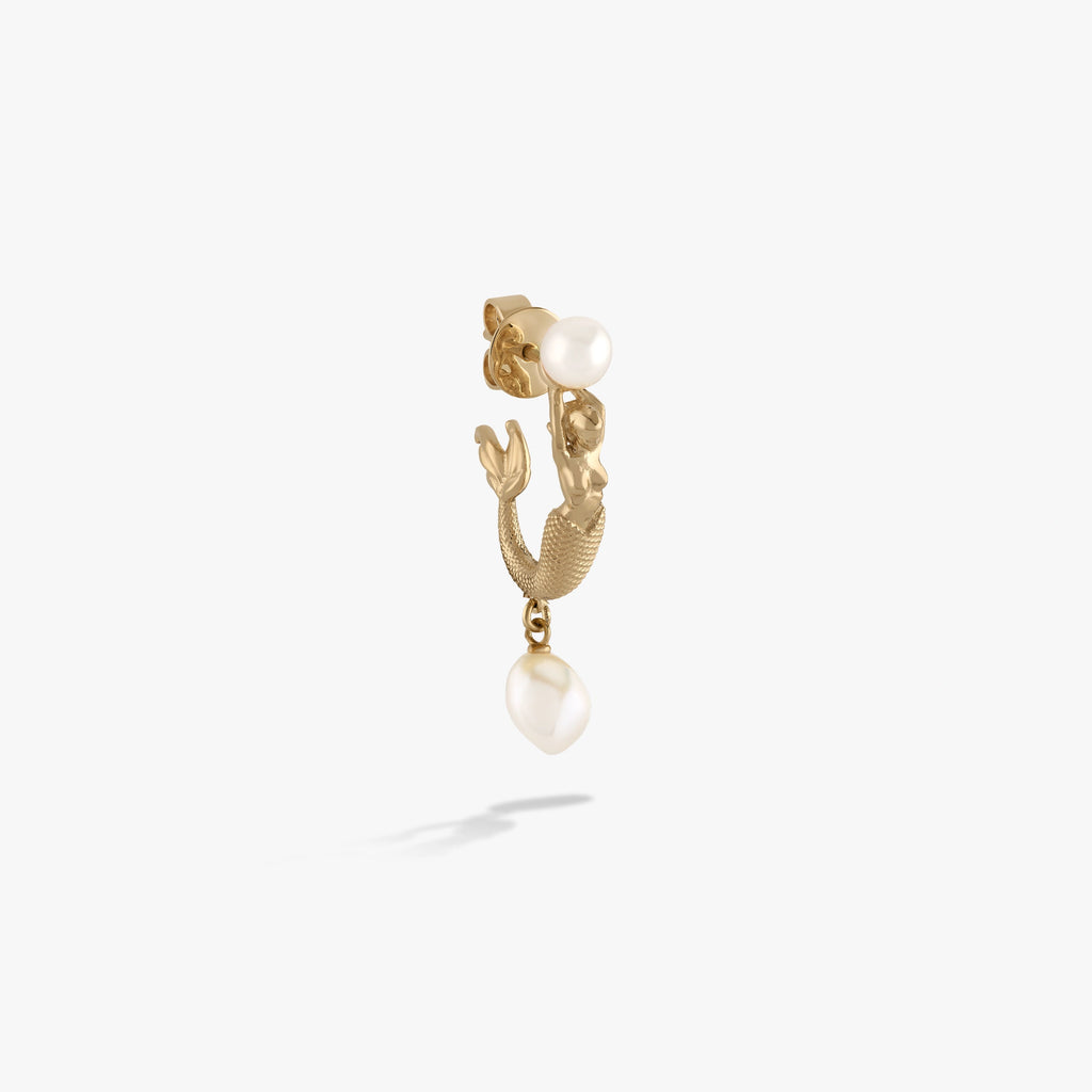 Awe Inspired Earrings 14K Yellow Gold Vermeil / Pearl / Single Left Sea Siren Pearl Earring