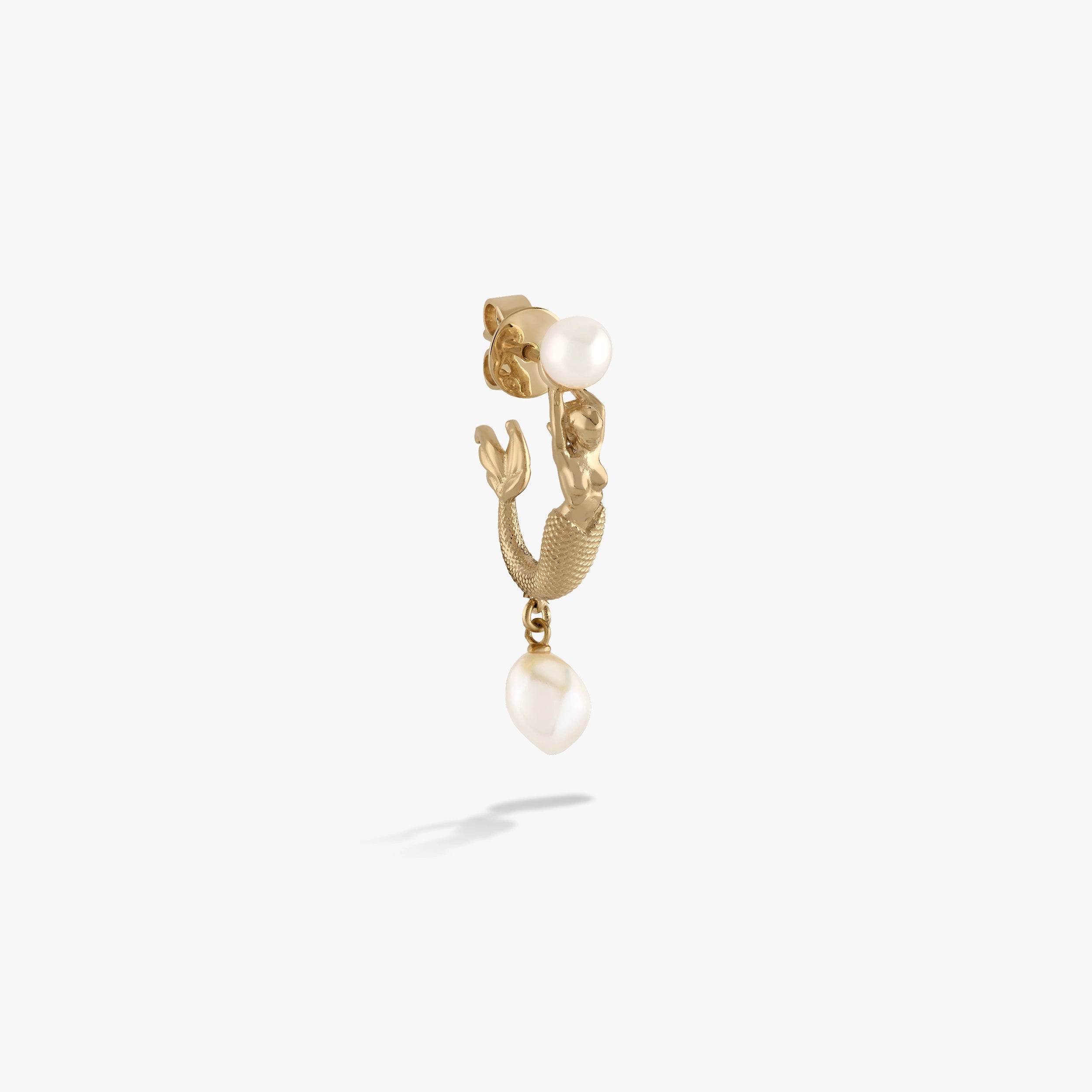 Awe Inspired Earrings 14K Yellow Gold Vermeil / Pearl / Single Left Sea Siren Pearl Earring