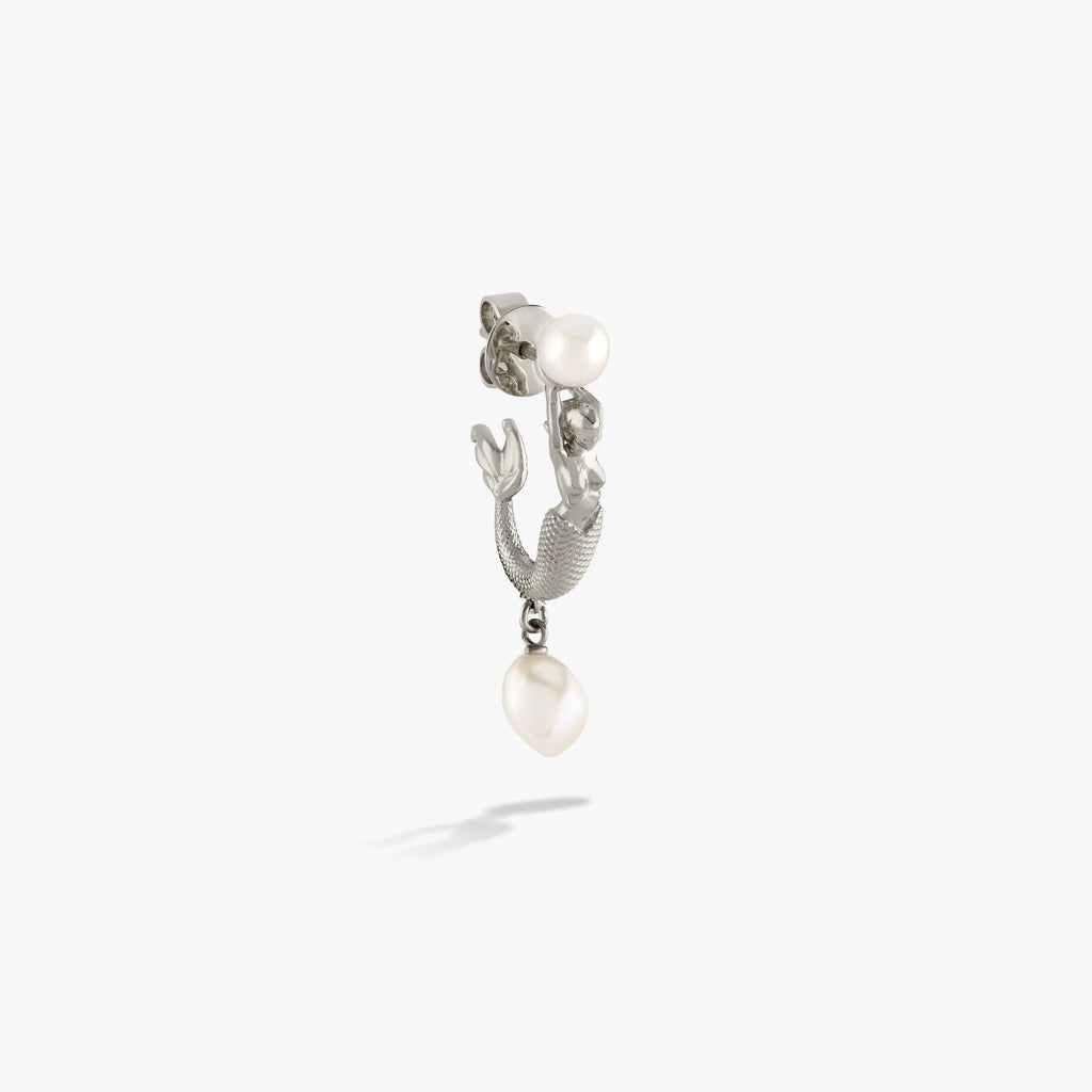 Awe Inspired Earrings 925 Sterling Silver / Pearl / Single Left Sea Siren Pearl Earring