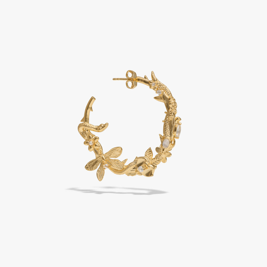 Awe Inspired Earrings 14K Gold Vermeil / Large / Single Left Secret Forest Hoops