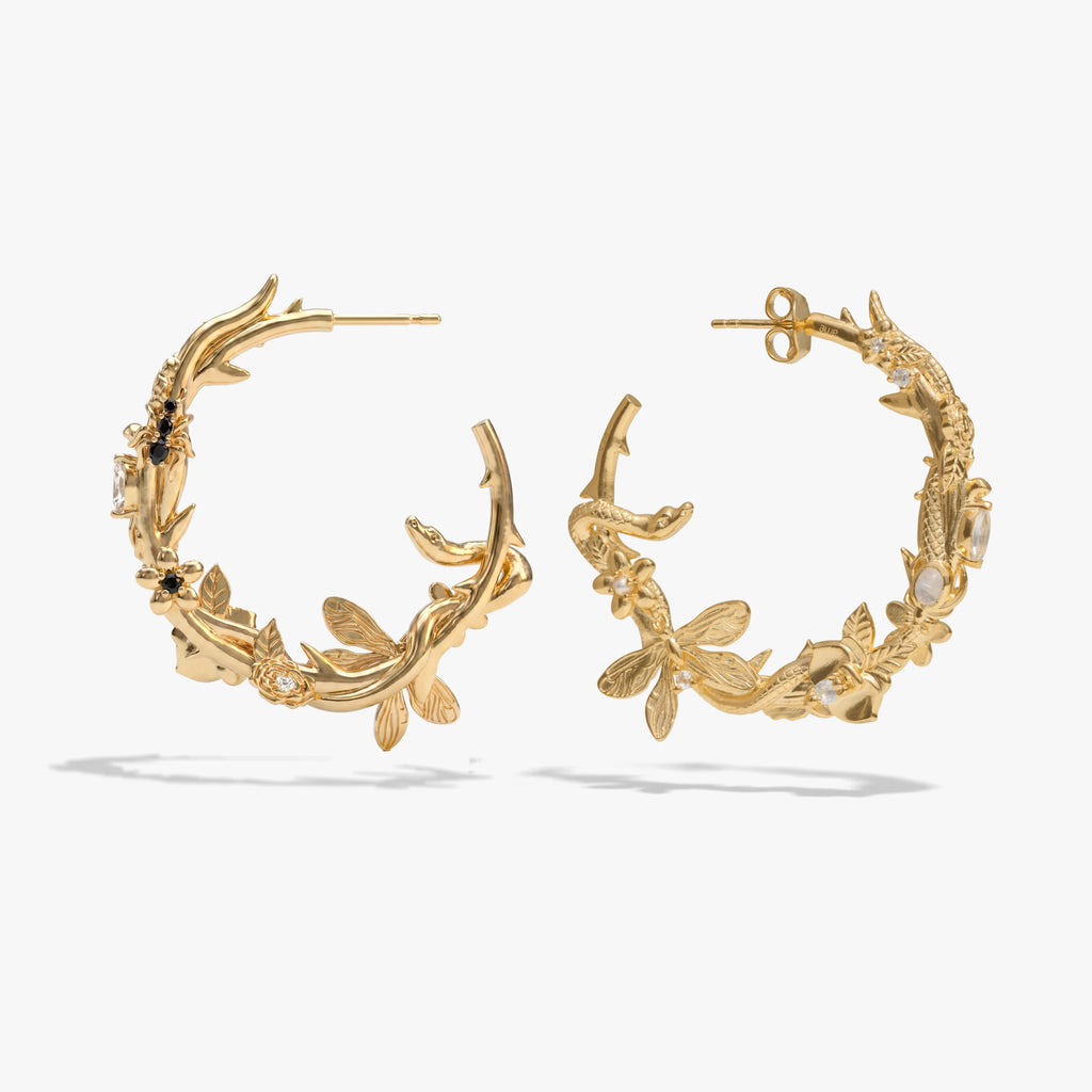 Awe Inspired Earrings 14K Gold Vermeil / Large / Pair Secret Forest Hoops
