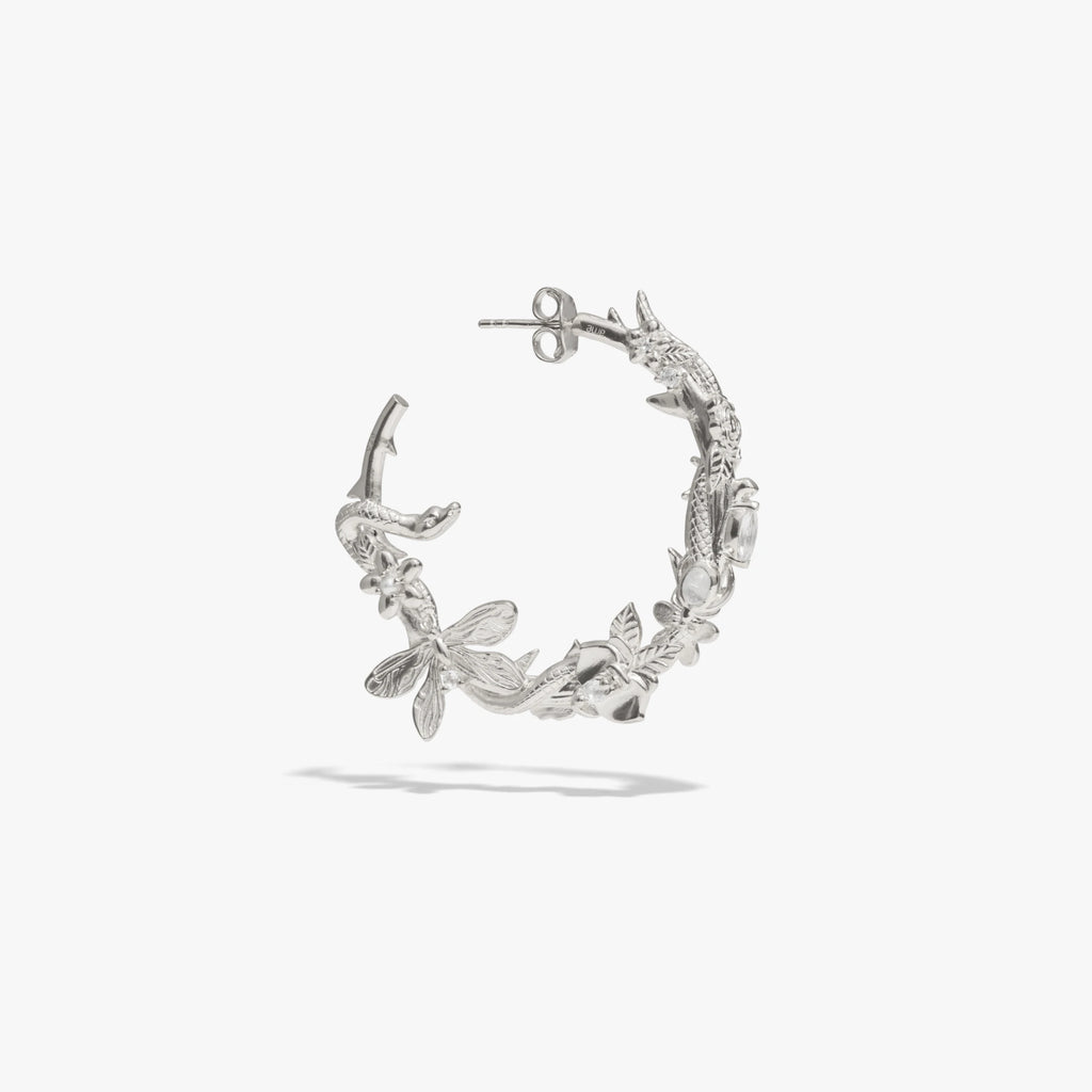 Awe Inspired Earrings 925 Sterling Silver / Large / Single Left Secret Forest Hoops