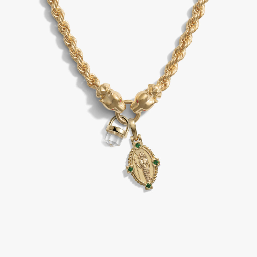 Awe Inspired Necklaces 14K Gold Vermeil / Sekhmet & Bastet Divine Feline Charm Necklace