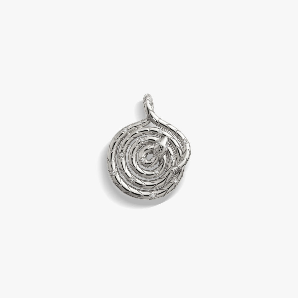 Awe Inspired Pendants 925 Sterling Silver Sapphire Spiral Snake Coin