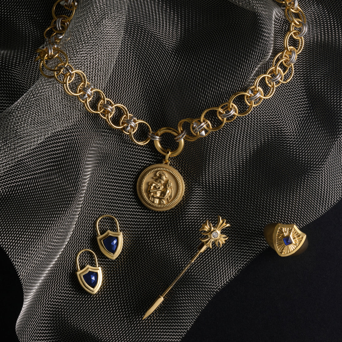 Awe Inspired Accessories Sapphire Triple Moon Dagger Brooch