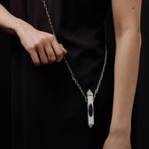 Awe Inspired Accessories Silver Plated Brass Ash & Smoke Volcanic Striker Vessel Cross Chain