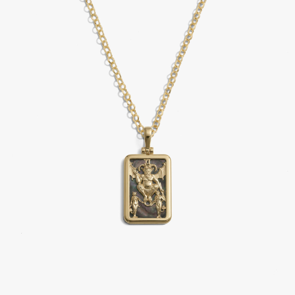 Awe Inspired Necklaces 14K Gold Vermeil / The Devil Tarot Pendant / 16'' - 18'' Tarot Necklace