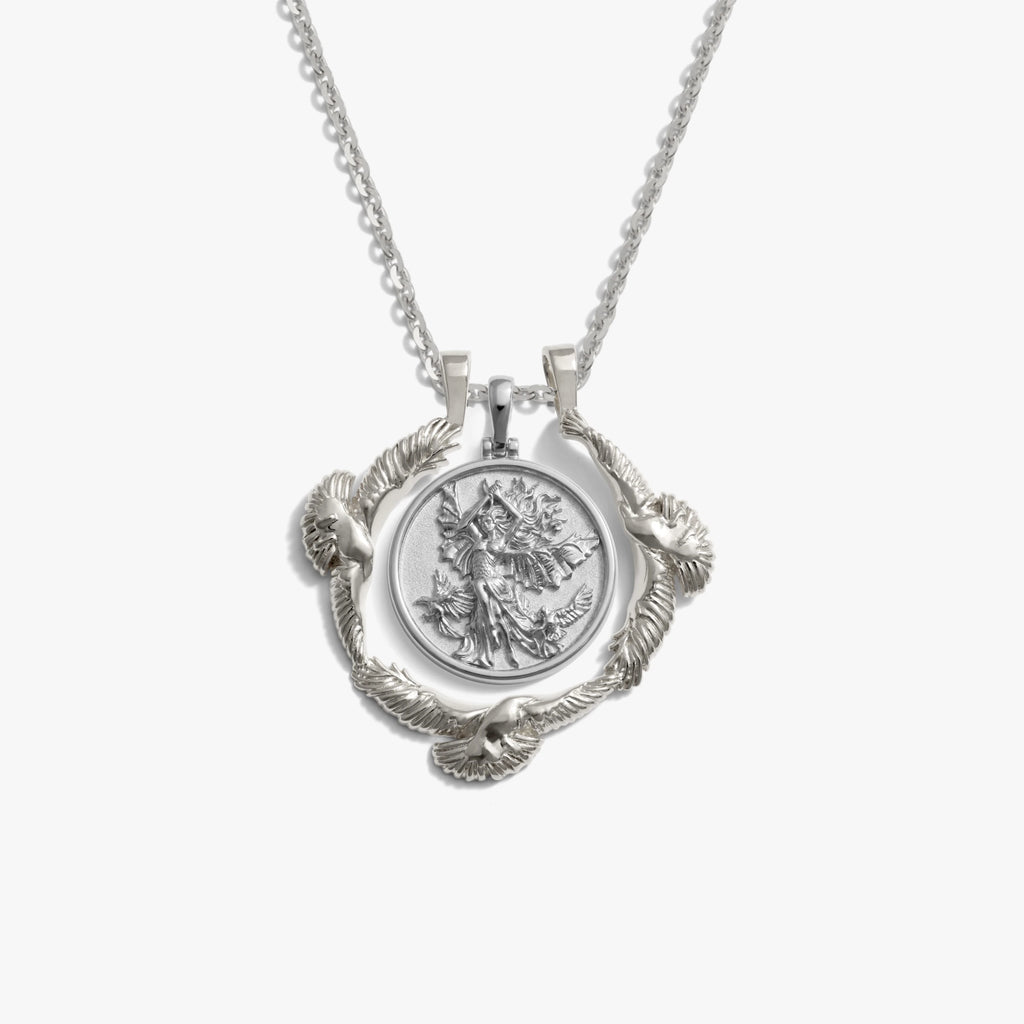 Awe Inspired Necklaces 925 Sterling Silver / The Morrigan Raven Halo Goddess Necklace