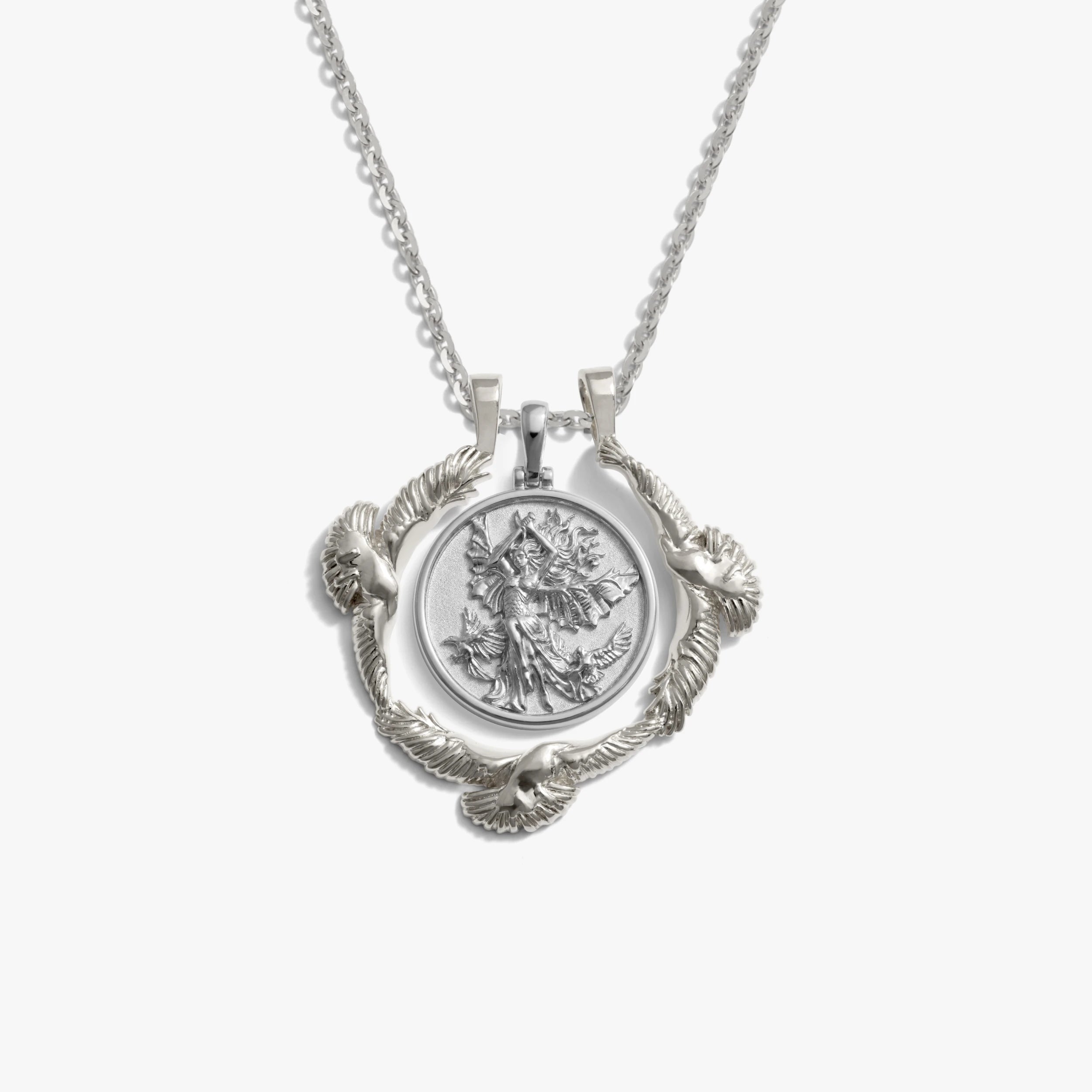 Awe Inspired Necklaces 925 Sterling Silver / The Morrigan Raven Halo Goddess Necklace