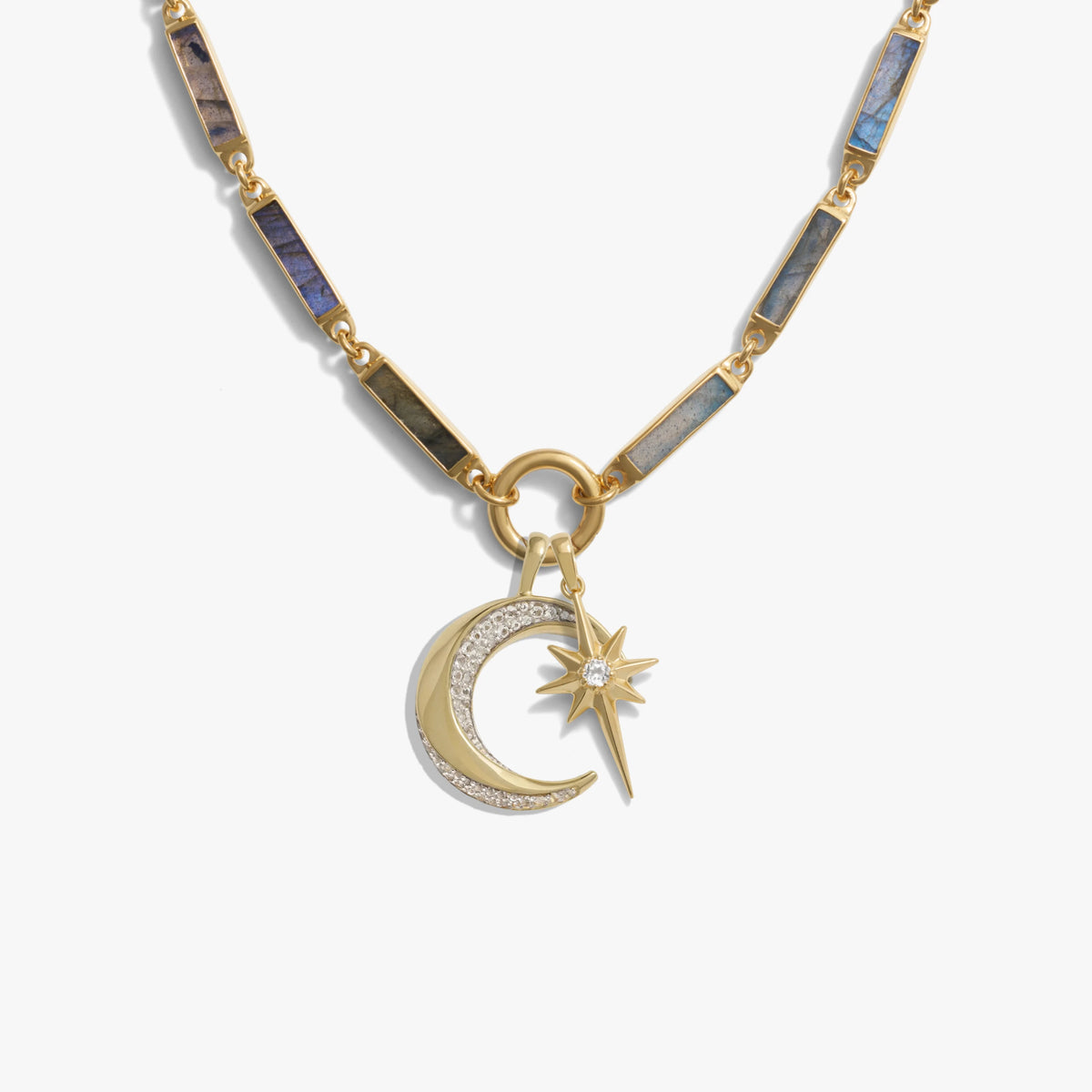 Awe Inspired Necklaces 14K Gold Vermeil / The Transit Gemstone Bar Charm Necklace Set