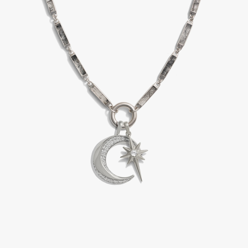 Awe Inspired Necklaces 925 Sterling Silver / The Transit Gemstone Bar Charm Necklace Set