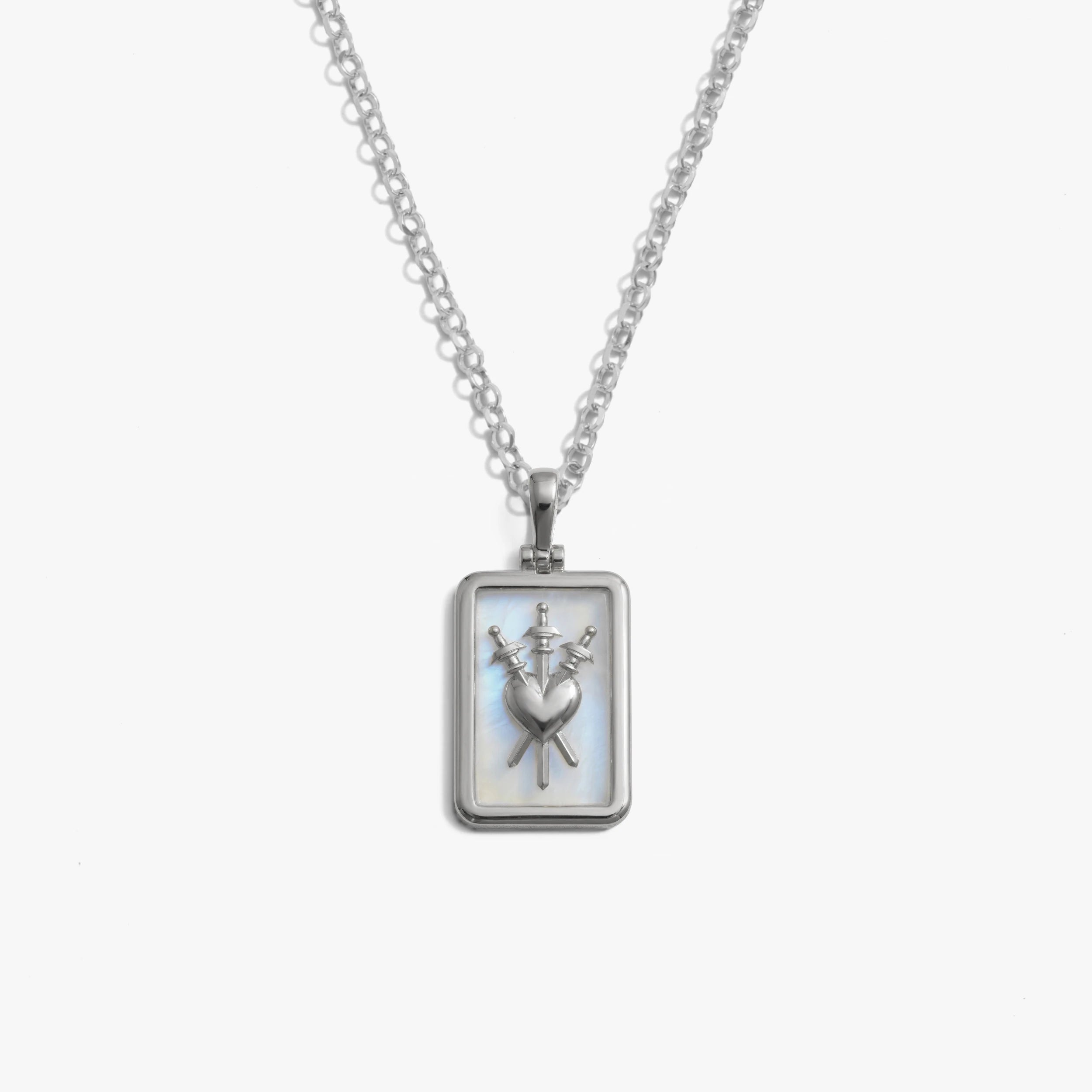 Awe Inspired Necklaces 925 Sterling Silver / The Three of Swords Tarot Pendant / 16'' - 18'' Tarot Necklace