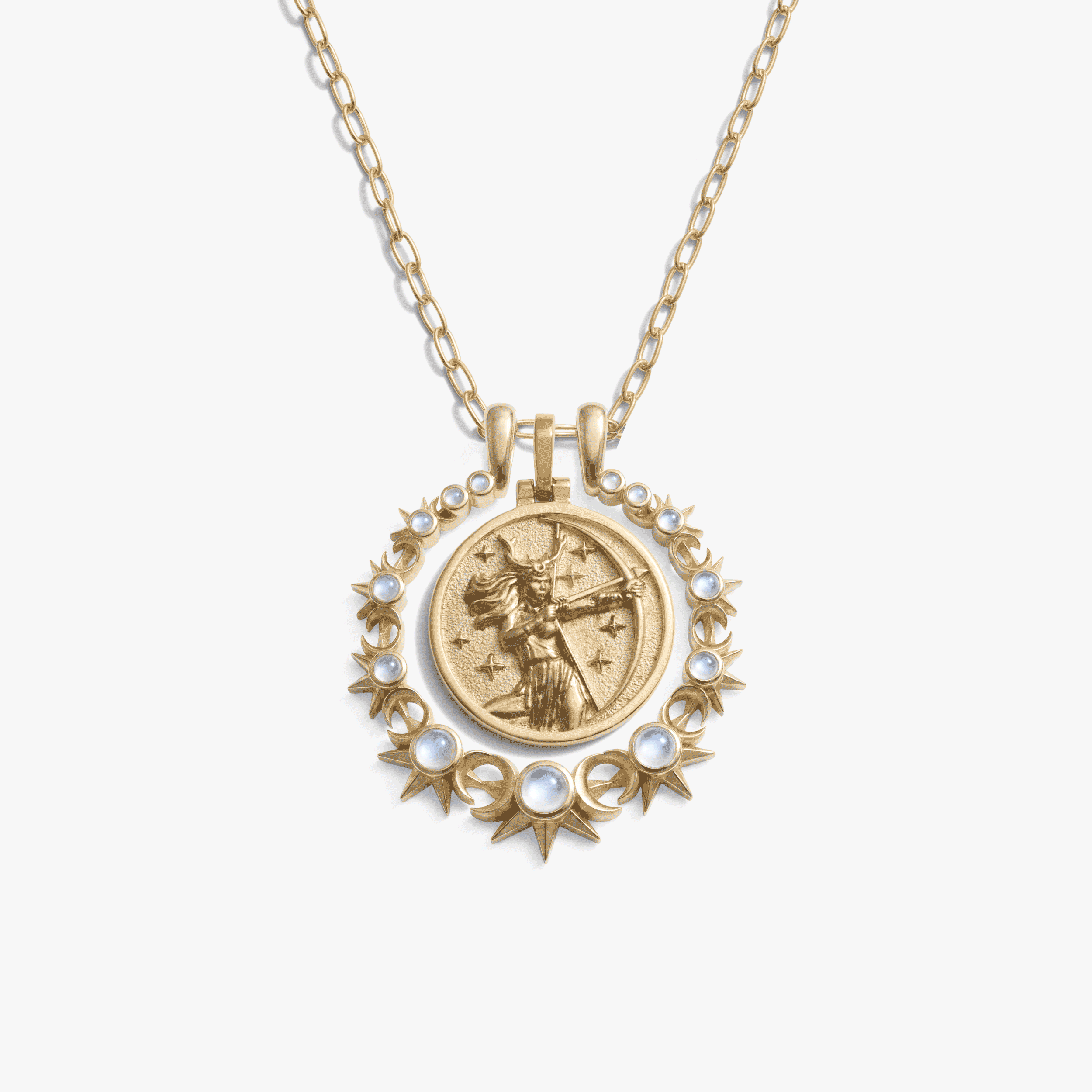 Triple Moon Halo Goddess Necklace