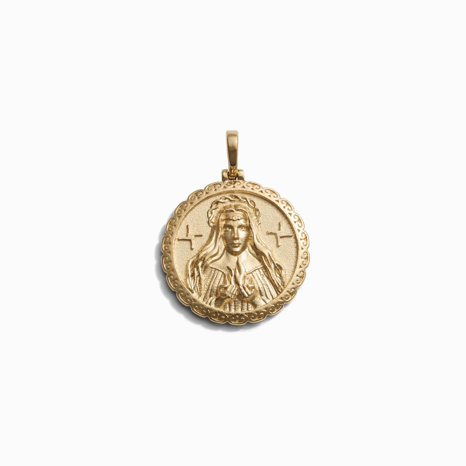 Product image of The Brigid Pendant by Awe Inspired in yellow gold on a white background.
