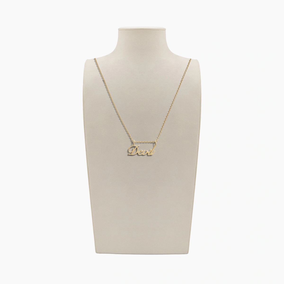 Awe Inspired Necklaces 14K Gold Vermeil Archive Devil Nameplate Necklace