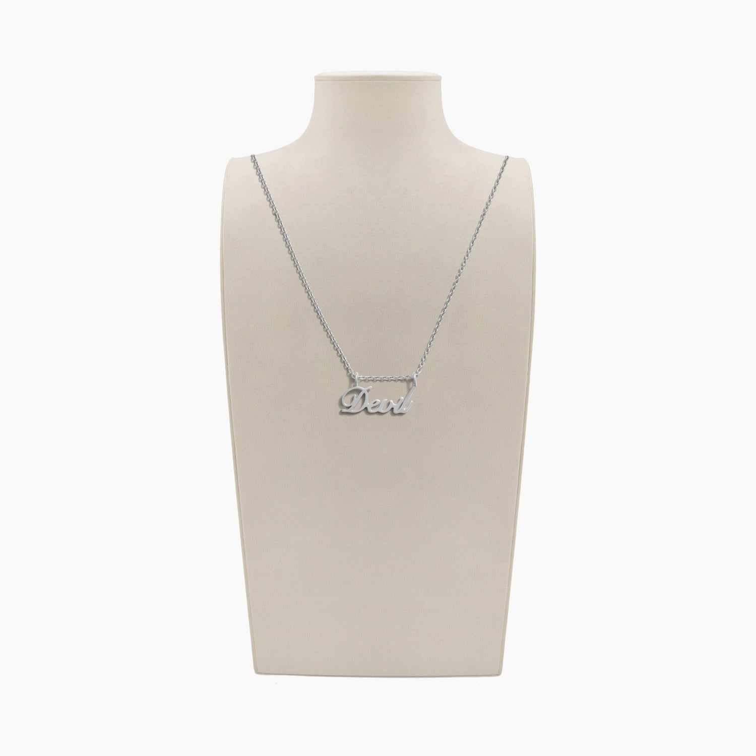 Awe Inspired Necklaces 925 Sterling Silver Archive Devil Nameplate Necklace