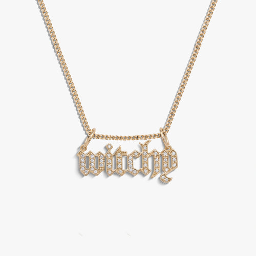 Awe Inspired Necklaces 14K Gold Vermeil / 16'' - 18" Witchy Nameplate Cuban Necklace